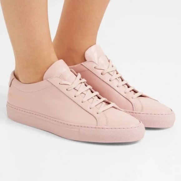 Common Shoes | Common Projects Light Pink Achilles Low Lace Up Sneakers 4 | Poshmark